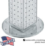 Azar Displays 700220-CLR-2C16 Four-Sided 4”W x 12” Revolving Pegboard Tower Kit Counter Display with 16-Pack of 2 inch Locking Hooks, Clear - Image 4