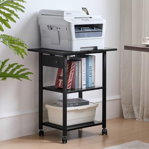 Lerliuo 3-Tier Printer Stand with Charging Station, Rolling Printer Table - Image 3