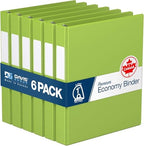 Premium Economy 3-Ring Binder, Spine Label, 1" Round Rings, Green, 6 Pack by DAVISGROUP