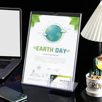 Geyee 3 Pcs 8.5 x 11 Acrylic Sign Holder with Business Card Holder - Image 2