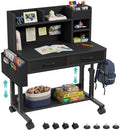 WINAZ Black Mobile Kids Desk - 32" Height Adjustable Study Table with Hutch by Unknown