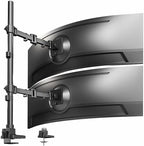 VIVO Dual Ultra-Wide Monitor Extra Tall Desk Mount for up to 49 inch Ultrawides, Clamp-on Adjustable Stand Holds 44 lbs per Screen, VESA up to 100x100mm, Black, STAND-V120T by VIVO