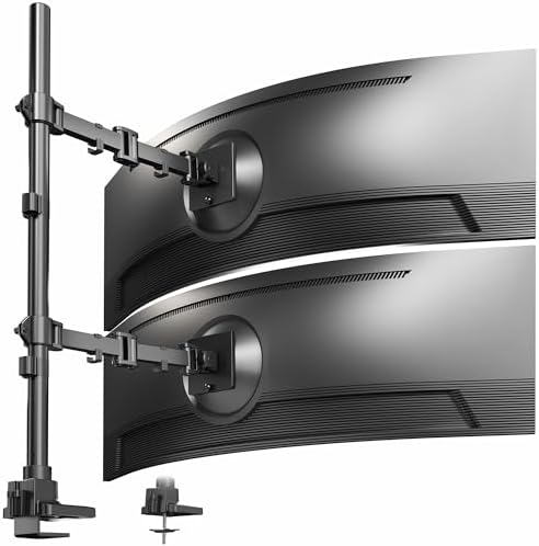 VIVO Dual Ultra-Wide Monitor Extra Tall Desk Mount for up to 49 inch Ultrawides, Clamp-on Adjustable Stand Holds 44 lbs per Screen, VESA up to 100x100mm, Black, STAND-V120T by VIVO