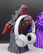 Dragon Headphone Stand, Dragon Headphones Holder, Dragon Statue, Gamer Gift, 15" Tall, Headphones Stand for Gamers (Black & Red Nebula, Large (15" Tall)) - Image 2