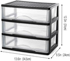BYCY Medium 3 Drawer Plastic Clear Stacking Desktop Organizer for Office Supplies, Stackable Storage Drawers Storage Bins For Kitchen Cabinets, Pantry, Home Organization (Black, Medium 3Drawer) - Image 3