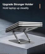 Aoviho Adjustable Laptop Stand for Desk,Portable Laptop Stand Holder and Riser,Foldable Aluminum Notebook Computer Stands for MacBook Air Pro HP Lenovo Dell Samsung Chromebook, 10-15.6 inch, Grey - Image 5