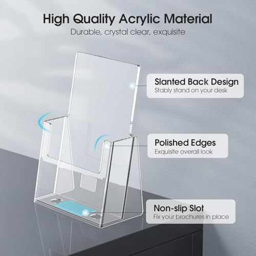 MaxGear Acrylic Brochure Holder, 6 x 9 Inch Countertop Display, 6 Pack - Image 3