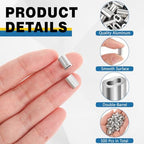 500 Pcs 3/16" Aluminum Crimping Loop Sleeve, Cable Crimps Ferrules, Silver - Image 3