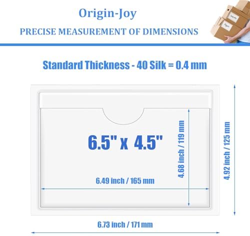 Origin-Joy 35 PCS Self Adhesive Index Card Pockets with Top Open, Clear Plastic Label Holder for Notes, Library and Business, Adhesive Label Pockets & Card Holder (6.5 x 4.5 inch) - Image 2