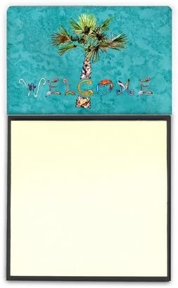 Welcome Palm Tree On Teal Sticky Note Holder by Unknown