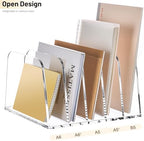 YUXUN Clear Acrylic Desktop File Sorter Organizer,Upright File Organizer, 5-Section Bookshelf for Home Office & Classroom - Image 3