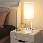 Dreamholder Table Lamp with 3 USB Charging Ports, Modern Desk Lamp with AC Outlet and Phone Stands, Perfect Bedside Lamp for Bedroom, Living Room, Office (Pack of 2), White - Image 6