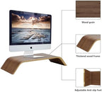SAMDI Wooden Computer Monitor Stand Save Space Desktop Riser for Computers LCD Monitors Laptop PC iMac Notebook Apple MacBook(Black Walnut) - Image 2