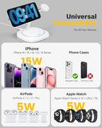 3 in 1 Magnetic Wireless Charger for Apple -Fast Charging Station Compatible with MagSafe for iPhone17-12, Apple Watch&AirPods, Phone and Watch Charger Stand for Desktop Bedside Office (Elegant White) - Image 5
