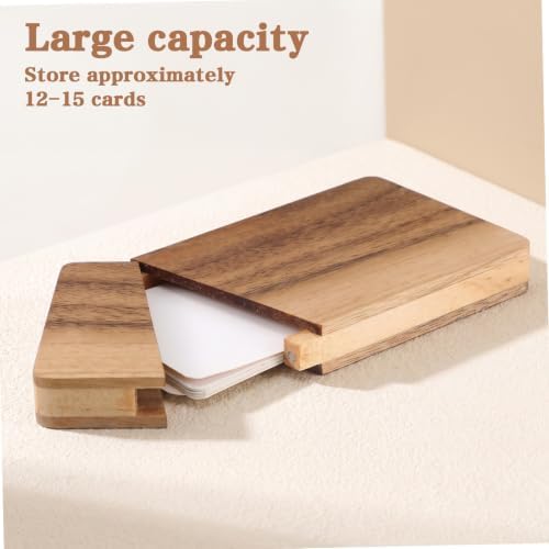 3-Pack Wood Business Card Holder, Walnut, for Desk or Pock - Image 3