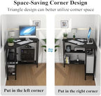 Triangle Corner Desk with Power Outlets, Storage Shelves for Small Space - Image 6
