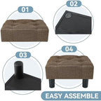 Poofzy Small Foot Stool Ottoman, Linen Ottoman Foot Rest with Legs, Rectangle Foot Rest for Couch, Footstools and Ottomans Small for Living Room and Entryway (Brown) - Image 5