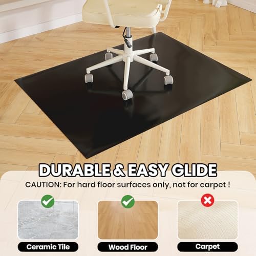 Black Office Chair Mat for Hardwood Floor, 48 x 72 in Desk Floor Protector - Image 3
