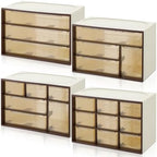 Briwooody 4 Pcs Mini Desktop Drawer Storage Box 3 4 6 9 Compartment, Brown by Briwooody
