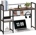 4-Tier Desk Hutch Shelf with Grid Panel, 36” Desktop Bookshelf for Monitor, Office & Home (Rustic Brown, 36") by Grecodown