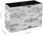 PU Leather Multi-Compartment Pen Holder Desktop Organizer Pencil Cup Storage Caddy for Office Home Supplies Christmas Big Black And Small Blue Flakes On A White Backdrop - Image 2