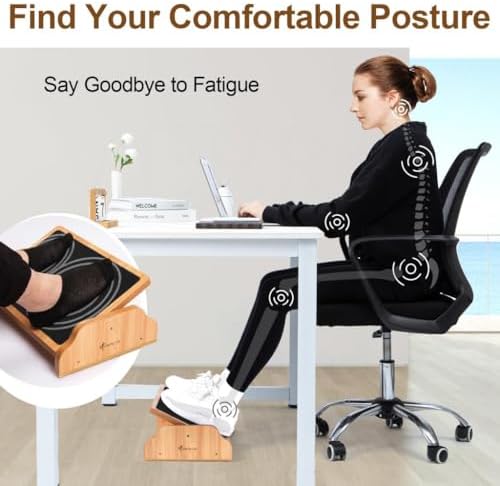 StrongTek Under Desk Adjustable Foot Rest, Wooden Rocking Footrest - Image 6