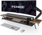 Fenge Dual Monitor Stand Riser, Wooden Desk Shelf with 2-Tier Storage by Fenge