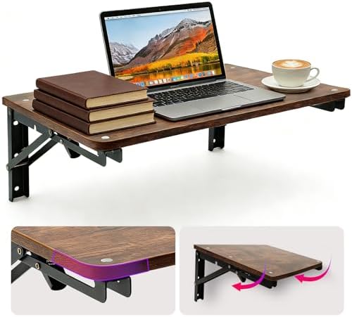 Wooden Folding Shelf Wall Mounted for Small Space, Fold Down Desk for Home by IDUNSEED