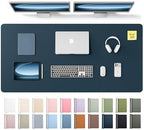 YSAGi Leather Desk Pad Protector, Office Desk Mat, Large Mouse Pad, Non-Slip PU Leather Desk Blotter, Laptop Desk Pad, Waterproof Desk Writing Pad for Office and Home (Dark Blue,55" x 24") by YSAGi