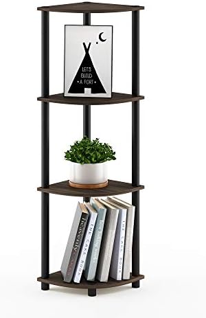 Furinno TURN-N-TUBE Corner Shelf, 4-Tier Corner Bookshelf, Display Storage Shelves with Open Shelves, for Organization and Storage, Living Room, Home Office, Garage, Columbia Walnut - Image 6