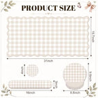 Beige Gingham Scalloped Desk Mat Set, Mouse Pad with Gel Wrist Rest,Ergonomic Keyboard Wrist Support for Women Non-Slip Desk Pad Home Office Decor - Image 6