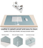 Desk Protecor Mat, Desktop Writing Pad, Large PU Leather Office Desk Mat, Waterproof Non-Slip Writing Desk, Leather Cork Desk Pad with Sewing,Pink,39 * 19 in - Image 2