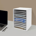 Vertical Literature Organizer,Desktop File Sorter Mail Center,11 Compartments Classroom Mailbox Paper Organizer with Adjustable Shelves for Home School Office by Unknown