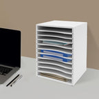 Vertical Literature Organizer,Desktop File Sorter Mail Center,11 Compartments Classroom Mailbox Paper Organizer with Adjustable Shelves for Home School Office by Unknown