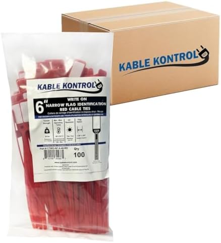 Kable Kontrol Write-On Flag Identification Zip Ties 6 Inch 5000 Pcs Red by KABLEKONTROL%C2%AE