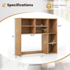DREAMADE Desk Hutch, 37 Inch Wooden Desktop Bookshelf with 7 Cubes, Natural - Image 5