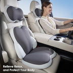 FLORICH 3 PCS Seat Cushion for Carseat Lumbar Support Pillow Car Neck Headrest Pillows Ultrathick Memory Foam Seat Pads Pressure Relief Back Cushion for Office Chair-Dark Beige Grey - Image 4