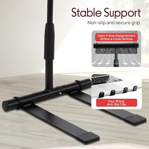 Pyle Portable Folding Laptop Stand - Standing Table with Adjustable Angle, Foldable Height and Four Prong Anti-Slip Tray for iPad, Tablet, DJ Mixer, Workstation, Gaming and Home Use - PLPTS55 - Image 7