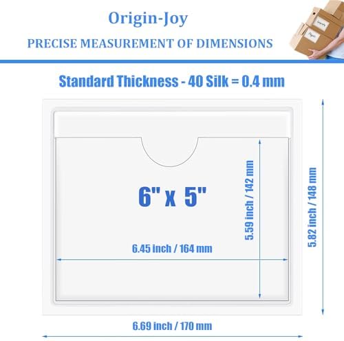 Origin-Joy 35 PCS Self Adhesive Index Card Pockets with Top Open, Clear Plastic Label Holder for Notes, Library and Business, Adhesive Label Pockets & Holder (6 x 5 inch) - Image 2
