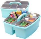 Storex Large Classroom Craft Caddy with Cups, 13 x 11 x 6.575 Inches, Teal, Case of 2 (00984A02C) by Storex