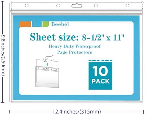 Beebel 10 Pack Job Ticket Holders 8 1/2" x 11" Waterproof Zip Page Protectors Heavy Duty Dry Erase Document Storage Shop Ticket Holders (Clear-Horizontal) - Image 2