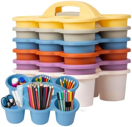 6-Pack Supply Caddy for Classroom with Handle, Macaron Multicolor by SSATISCN