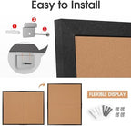 Extra Large Cork Bulletin Board 48" X 48", Foldable Notice Pin Board for Wall, Black Wood Framed 4'x4' Corkboard, Wall Mounted Noticeboard with 32 Push Pins for School, Home & Office - Image 7