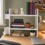 Desktop Shelf Organizer,White Desk Shelf for Dormitory Office - Image 4