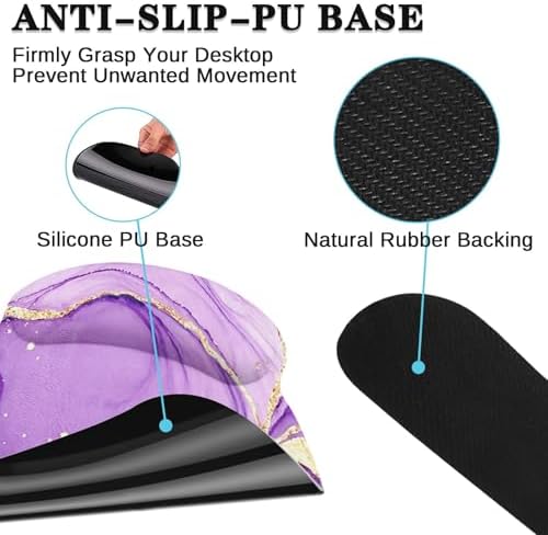 Arttown Keyboard Mouse Pad Set, 4 in 1 Desk Mat Set Marble Abstract Purple - Image 5
