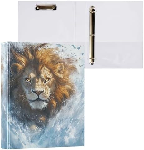 Lion Blue Decorative 3 Ring Binder 1.5 Inch Large View Binders with Pockets Holds 200 Sheets File Organizer for Office College School, 2 Pack - Image 3