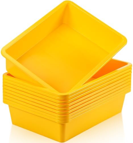 Hoteam 10 Pack Flat Bins Paper Trays,Yellow,13.78 X 9.84 X 3.15 Inch by Hoteam