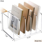 YUXUN Acrylic Magazine Holder,Clear Desk Organizer Vertical File Sorter Holder Stand for Notebook,Paper,Envelope,Magazine, Book Storage-Office/Home/Classroom Organization (5 Compartments,B5) - Image 2