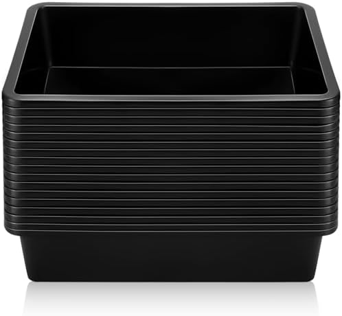 Qunclay 16 Pcs Black Plastic Turn in Trays, Letter Size Classroom Bins by Qunclay