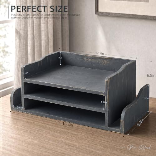 Wood Desk Organizer: File Organizer for Office Desk & Classroom, Royal Blue - Image 2